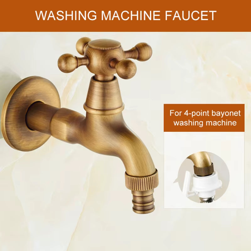 Antique Bronze Faucet Garden Bibcock Washing Machine Faucet Outdoor Faucet for Garden RQFG